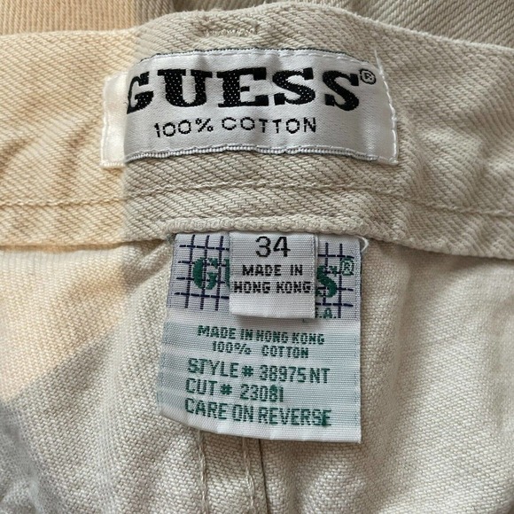 SOLD Vintage Guess Denim Jean Shorts Jorts Cream Size 34 X 10 Men 80s 90s Str… - Picture 10 of 10